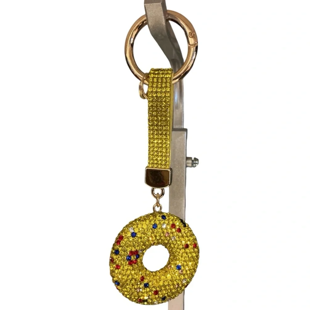 Adorable Bling Yellow Donut Bag Charm NWOT
